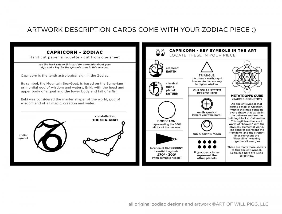 Capricorn - Zodiac paper cut - Framed picture