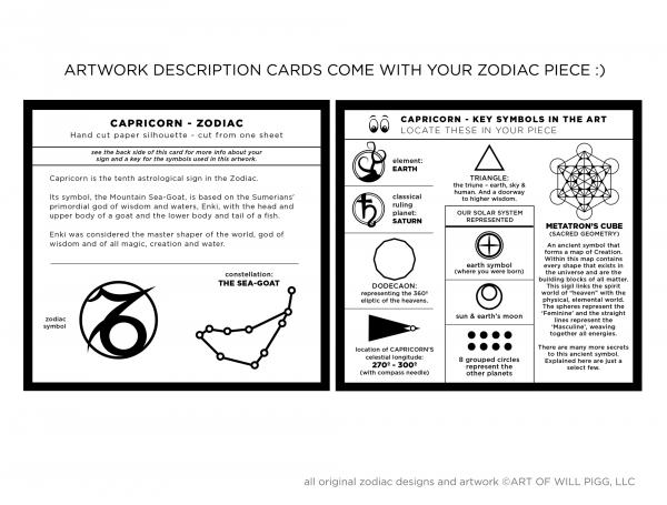 Capricorn - Zodiac paper cut - Framed picture