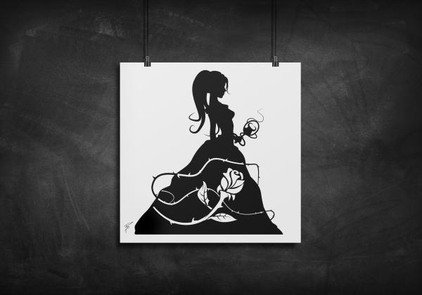 Princess Belle - Beauty and the Beast silhouette art print picture