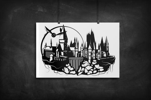 Hogwarts - Harry Potter silhouette art print picture