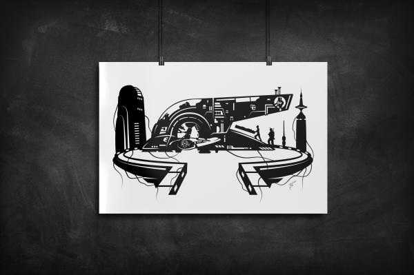 Slave 1 - Star Wars silhouette art print picture