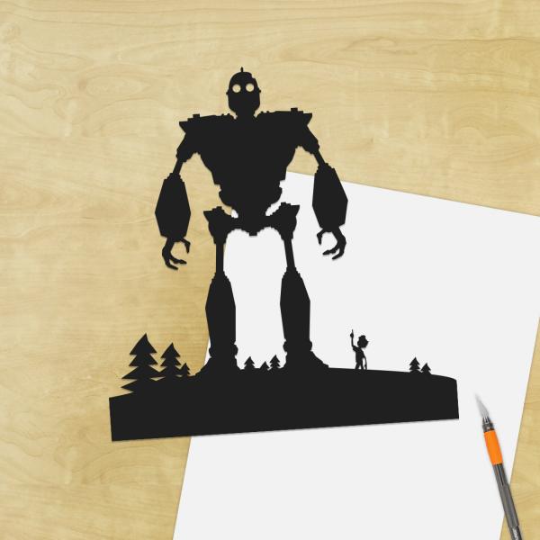 Iron Giant and Hogarth paper cut UnFramed picture