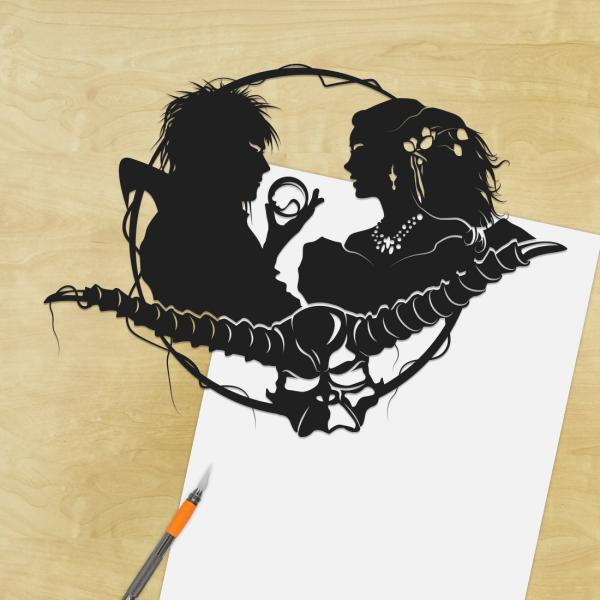 Jareth & Sarah - Labyrinth paper cut - UnFramed picture