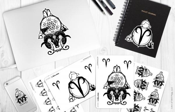 Aries - Zodiac Star Sign sticker sheet