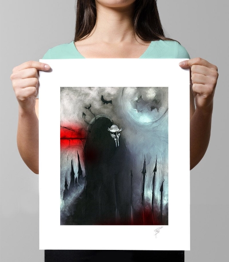 Transylvania charcoal & pastel art print picture