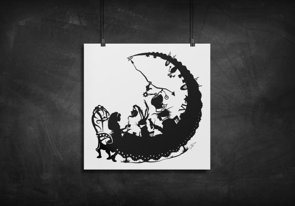 Alice and Tea Party silhouette art print picture