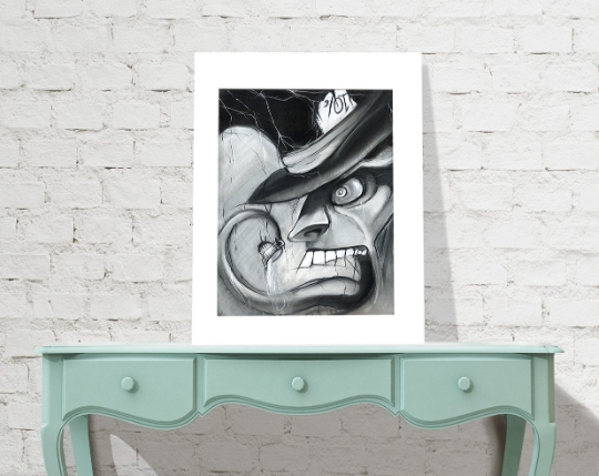 Mad Hatter - Alice in Wonderland charcoal & pastel art print picture