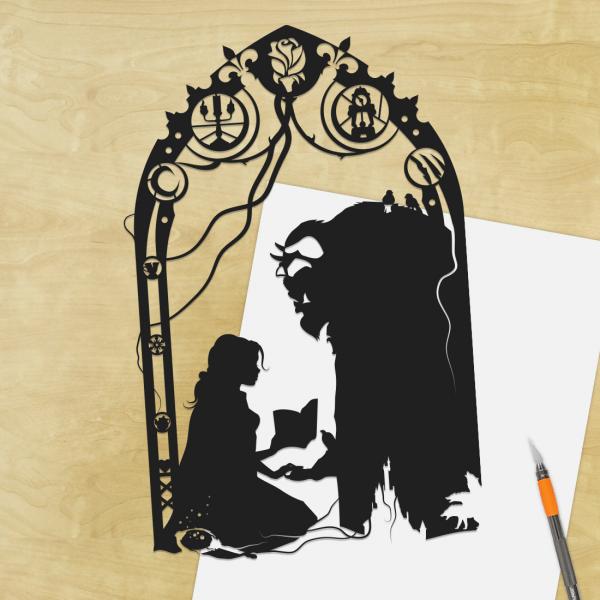 Belle & Beast paper cut - UnFramed picture