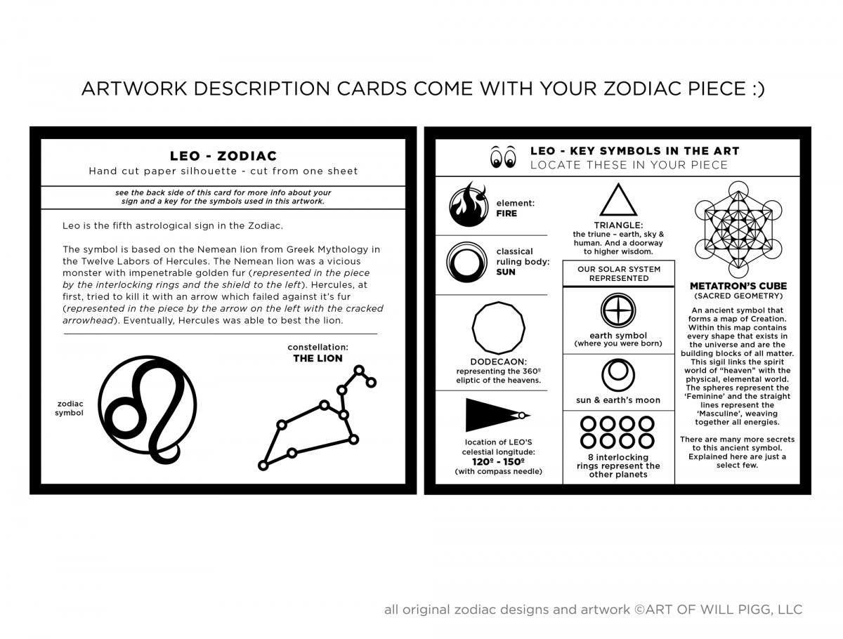 Leo - Zodiac paper cut - Framed picture