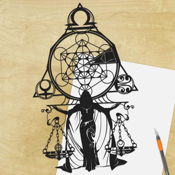 Libra - Zodiac paper cut - UnFramed picture