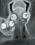 Gir - Invader Zim charcoal & pastel art print