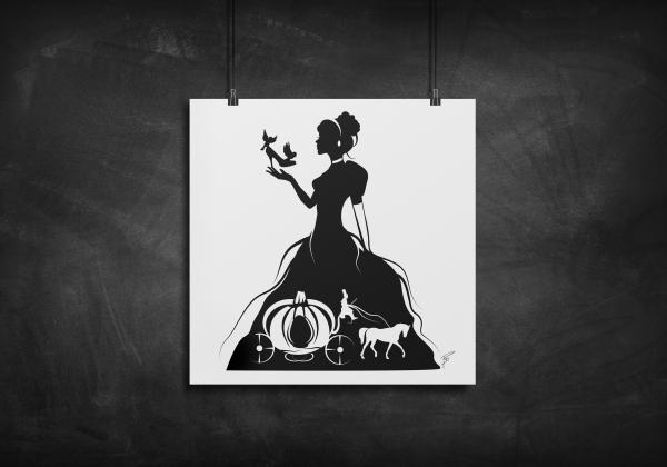 Princess Cinderella silhouette art print picture