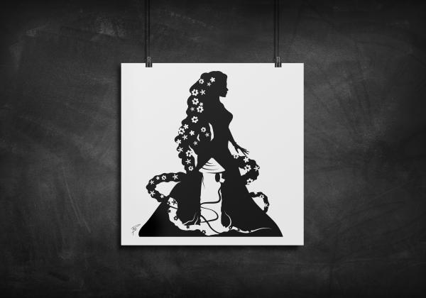 Princess Rapunzel silhouette art print picture