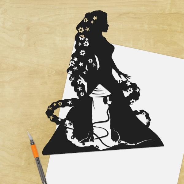 Princess Rapunzel paper cut - UnFramed picture