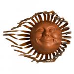 Large Grin Sun Face on Metal Windblown Ray