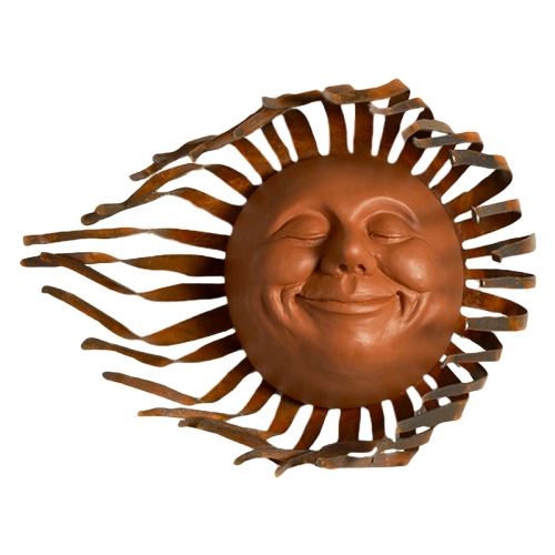 Large Grin Sun Face on Metal Windblown Ray picture