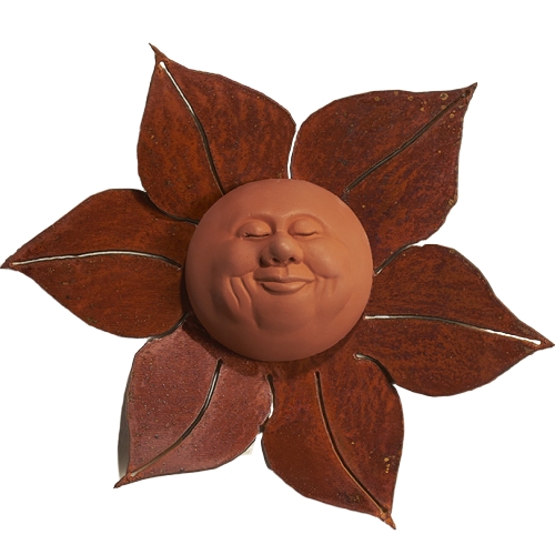 Little Blissful Cement Sun Face on Hibiscus Ray picture