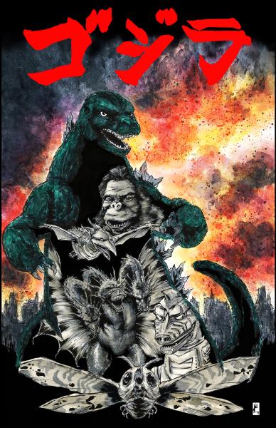Godzilla Montage Print