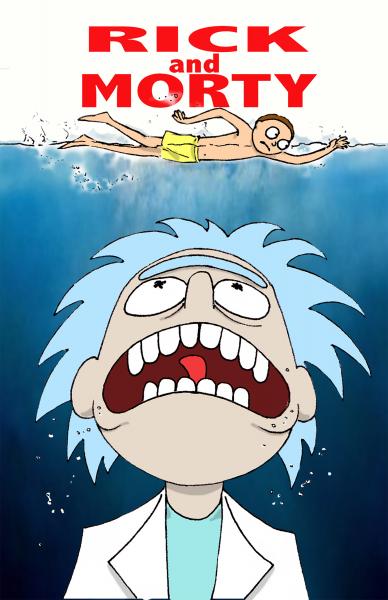 Rick & Morty JAWS Mash-Up Print