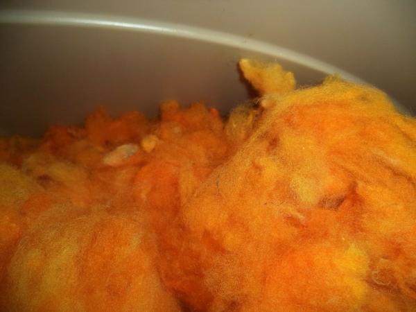 Golden Yellow - Hand-dyed Texel Wool Roving  - 8 oz bags picture