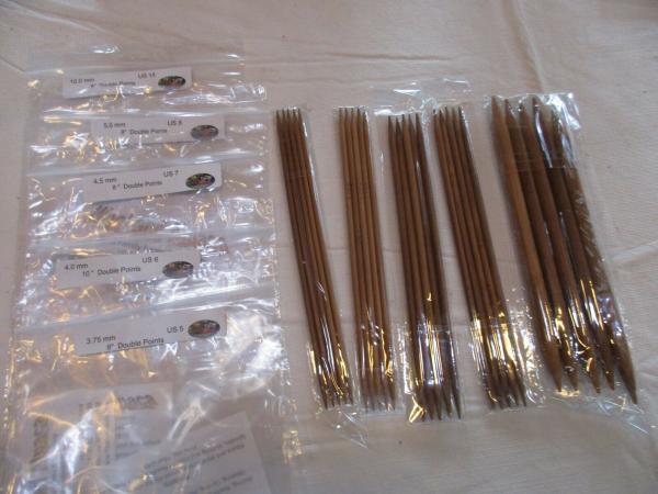 Double Pointed Carbonized Bamboo Knitting Needles 5 in picture