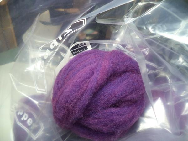 Purple - Hand-dyed Texel Wool Roving for Felt, Spin, Knit Crafts! - 8 oz bags picture