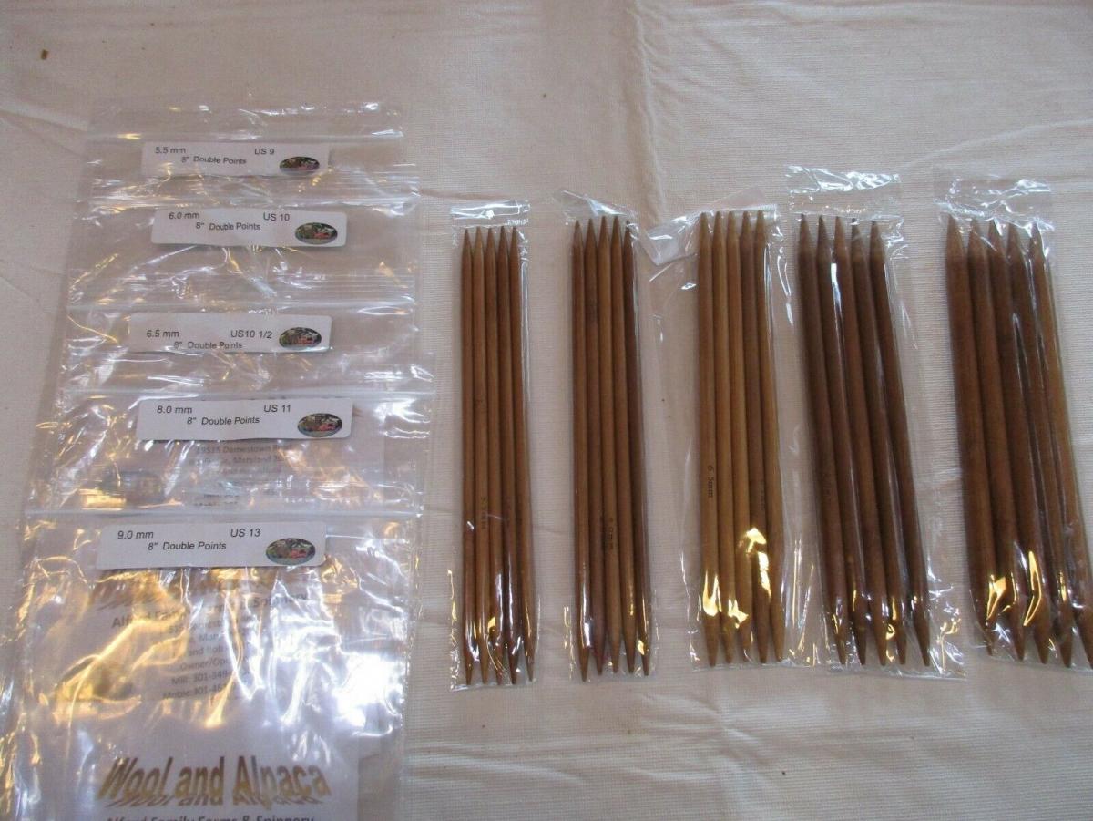 Double Pointed Carbonized Bamboo Knitting Needles 10 inch picture