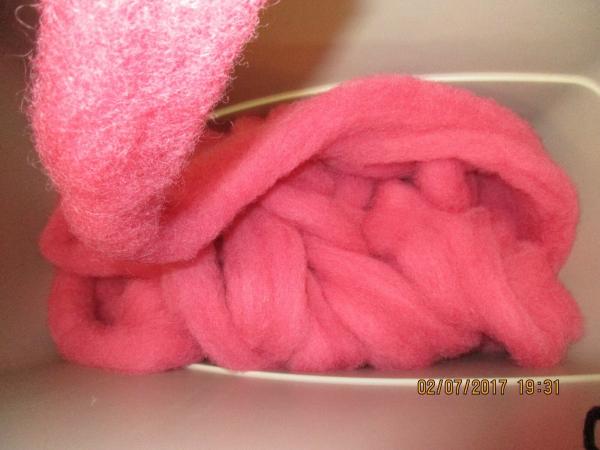 Light Red - Hand-dyed Texel Wool Roving Felt Spin Knit Craft! - 8 oz bags picture