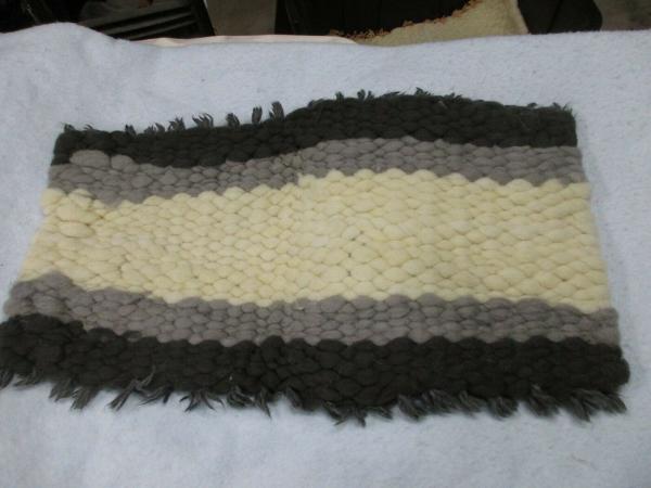 Gray, Black and White Texel Wool Peg Loom rug picture