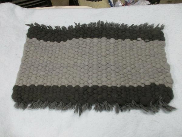 Beautiful Gray with Black edges Texel Wool Peg Loom rug - Very Soft picture
