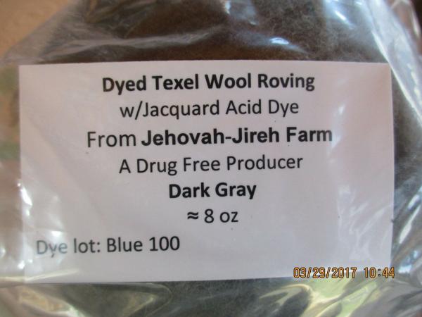 Dark Gray - Hand-dyed Texel Wool Roving for Felt, Spin, Knit Crafts! - 8 oz bags picture
