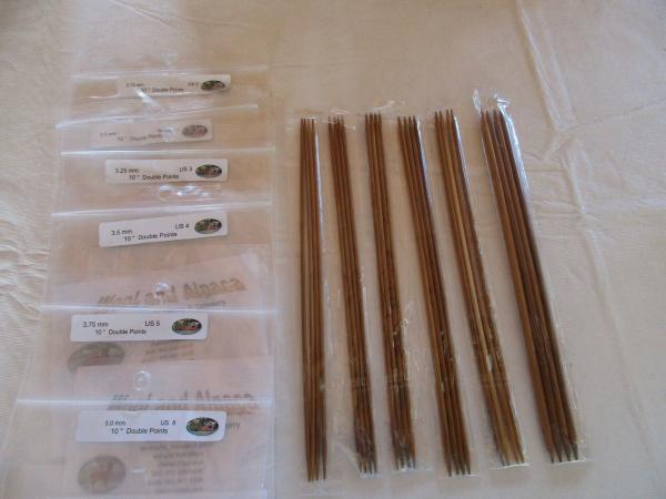 Double Pointed Carbonized Bamboo Knitting Needles 10 inch picture