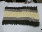Beautiful Gray, Black and Whjite Texel Wool Peg Loom rug