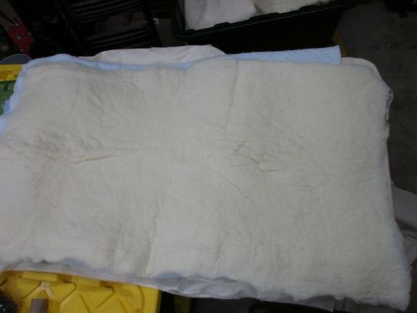 Beautiful White Wet Felted Pad made from Texel wool picture