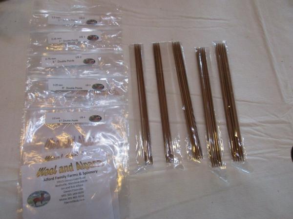 Double Pointed Carbonized Bamboo Knitting Needles 5 in picture