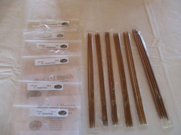 Double Pointed Carbonized Bamboo Knitting Needles 10 inch picture