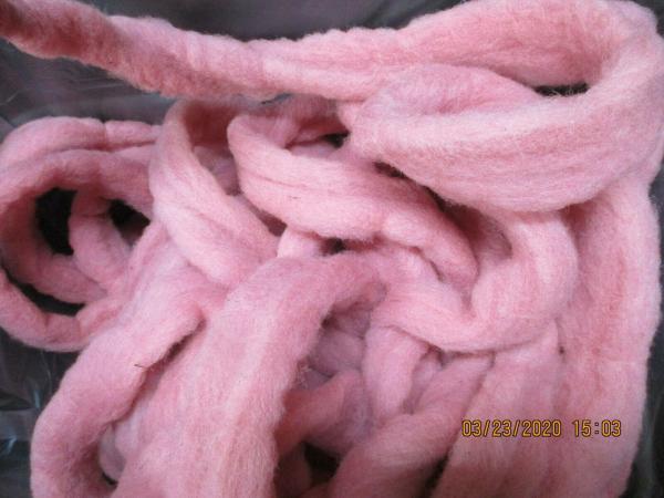 Very light Burgundy Washed Texel Wool Roving