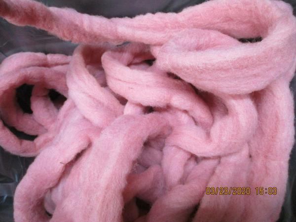 Very light Burgundy Washed Texel Wool Roving picture