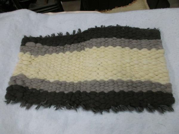 Gray, Black and White Texel Wool Peg Loom rug