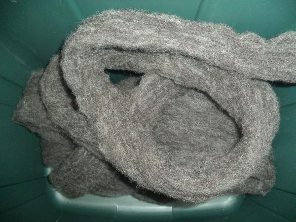 Dark Gray washed Romney Wool Roving (almost Black) picture