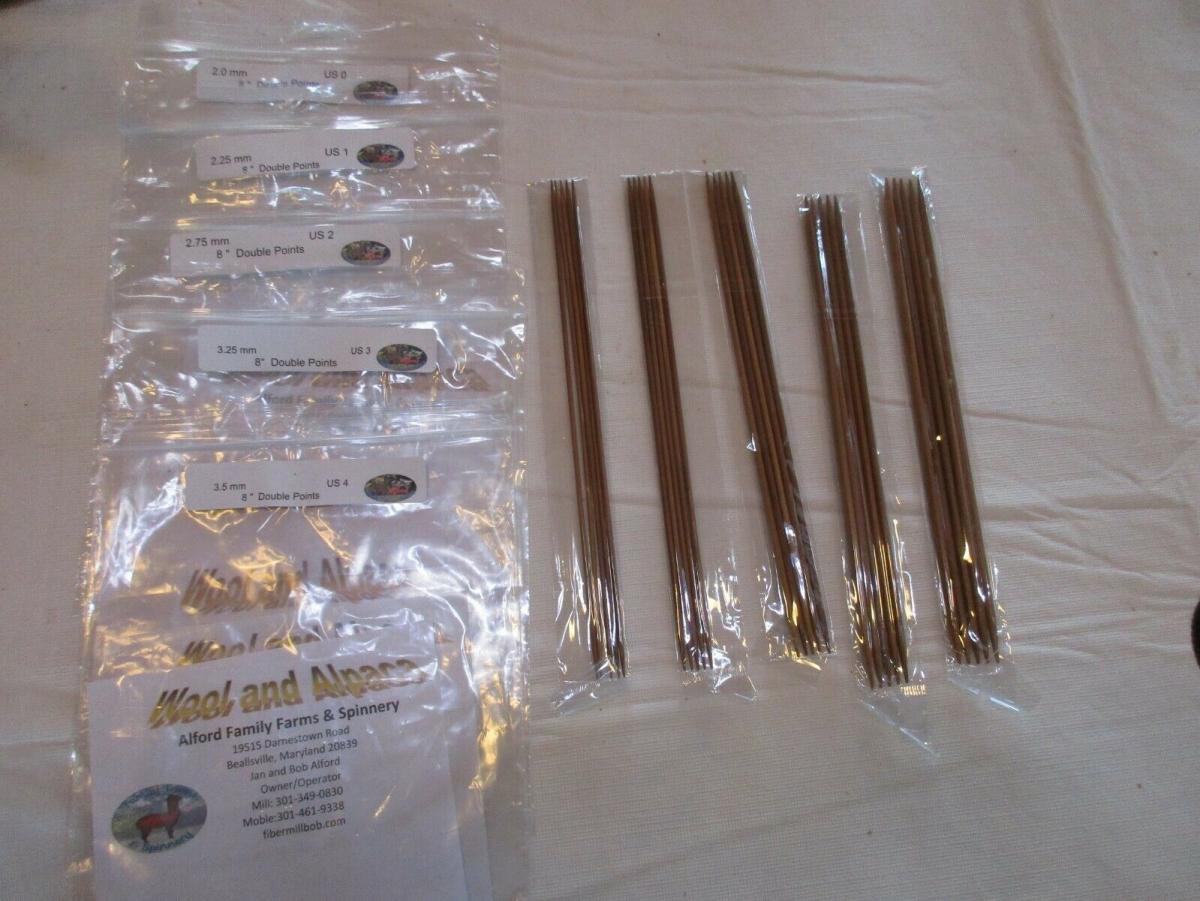Double Pointed Carbonized Bamboo Knitting Needles 8 inch picture