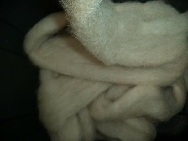 White with Black fiber thru out Shetland Wool Roving 4 oz bags picture