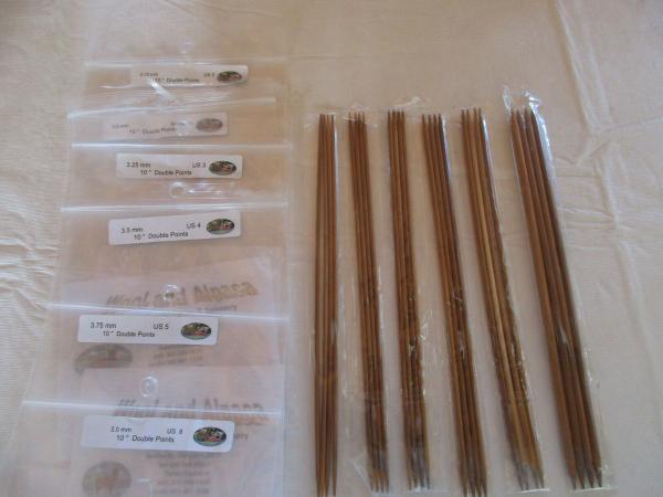 Double Pointed Carbonized Bamboo Knitting Needles 10 inch picture