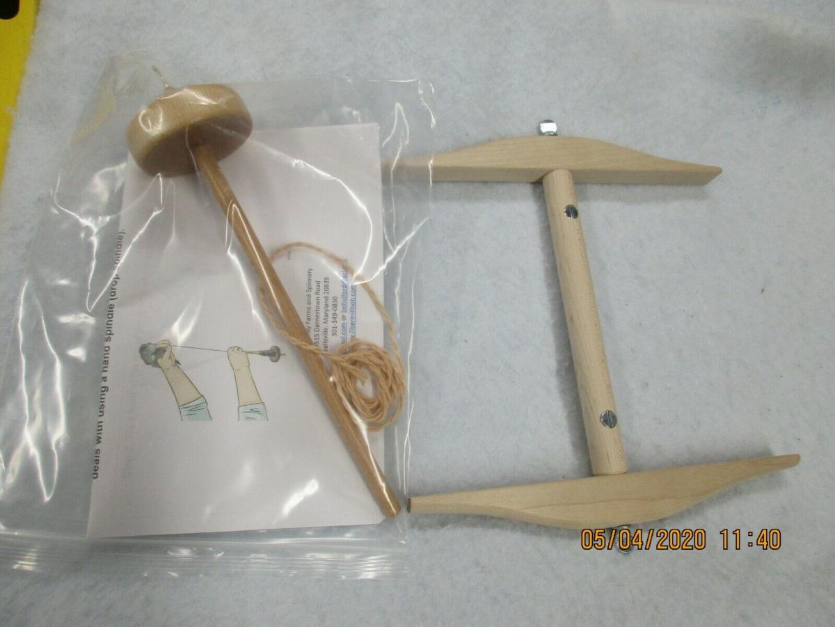 Drop spindle, Niddy Noddy and 4 oz Fawn Alpaca or Dark Gray Romney Roving picture