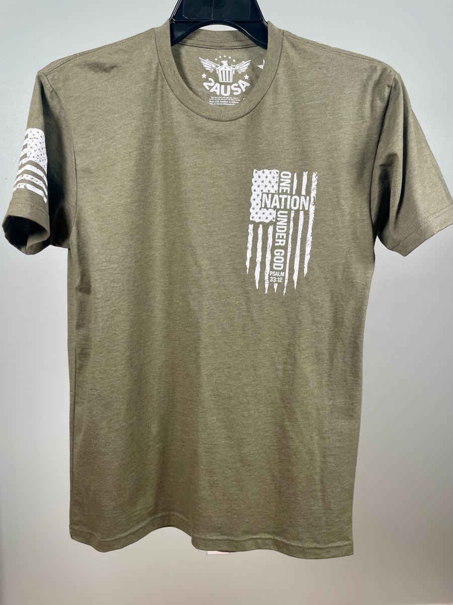 Psalms 33:12 Heather Olive T-Shirt picture