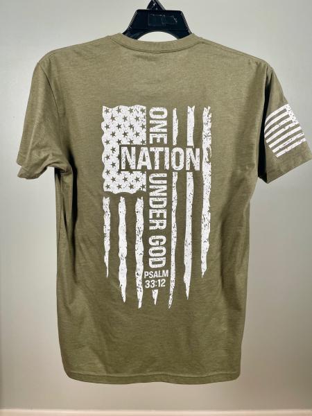 Psalms 33:12 Heather Olive T-Shirt