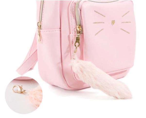 Cat Whiskers with Tail Mini Backpack - Black picture