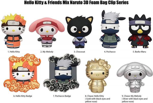 Hello Kitty mix Naruto Foam Figural Key Chain Mystery Pack picture