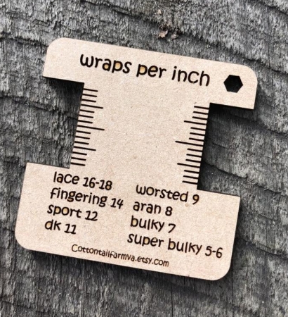 Wraps per inch gauge, yarn tool, knitting tool, WPI tool, Spinning gauge, spinners control card picture