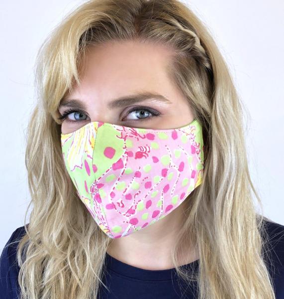 Lilly Pulitzer BODO face mask vintage pink/lime fillies/lillies Buy1Donate1